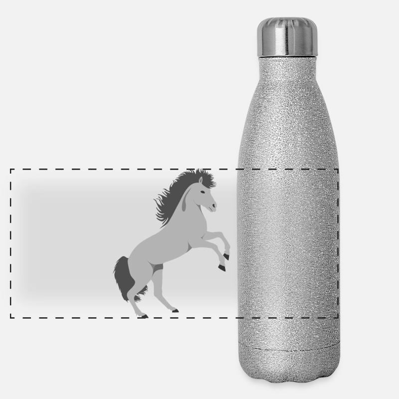 Steigender Schimmel Pferd Panorama Glitzer Isolierflasche 500 ml