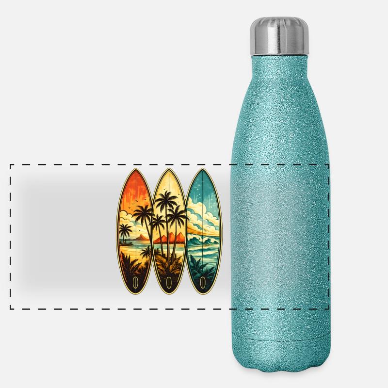 Triptyque Surf Tropique Gourde isotherme panoramique pailletée 500 ml