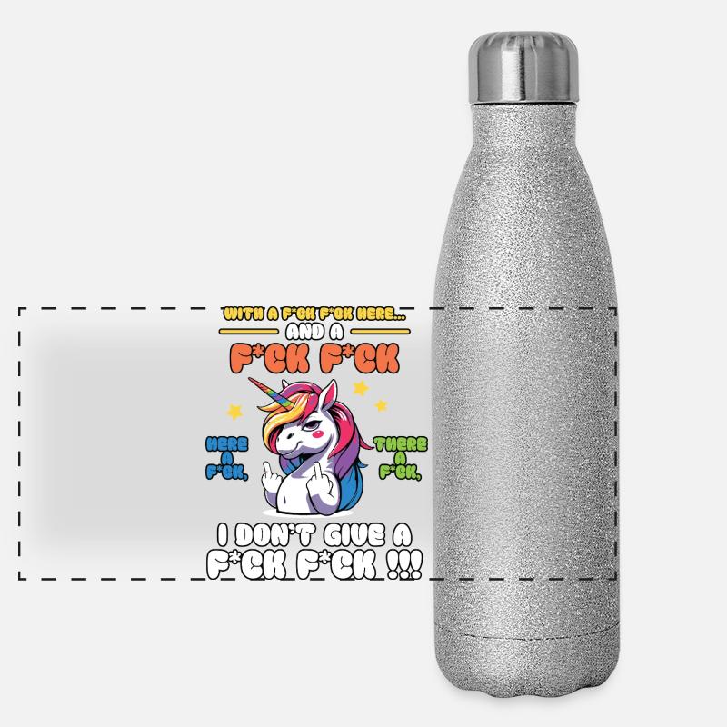 Buntes Einhorn frecher Spruch Panorama Glitzer Isolierflasche 500 ml