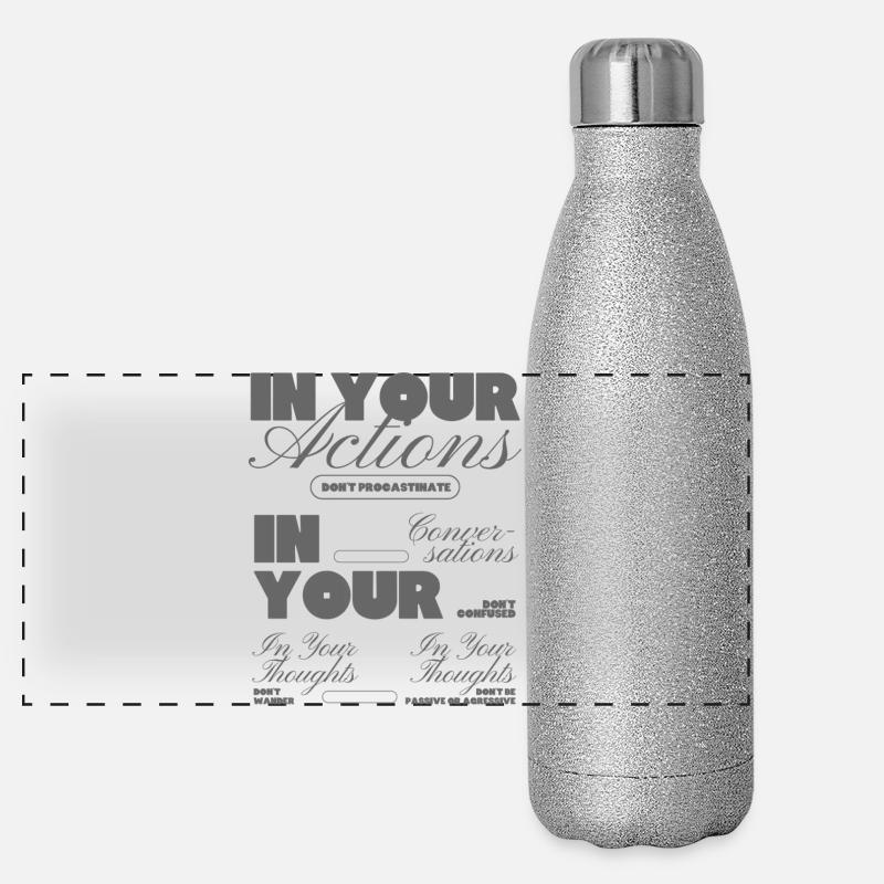 In Your Actions and Thoughts Typo Motif Panoramic Glitter Thermal Bottle 500 ml