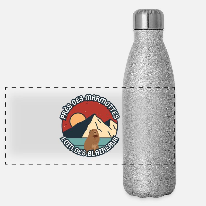 Humor über ein Murmeltier Panorama Glitzer Isolierflasche 500 ml