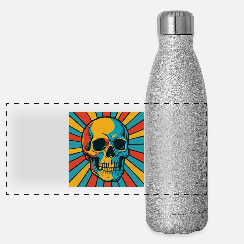 Explodierter Farbtopf Totenkopf Panorama Glitzer Isolierflasche 500 ml