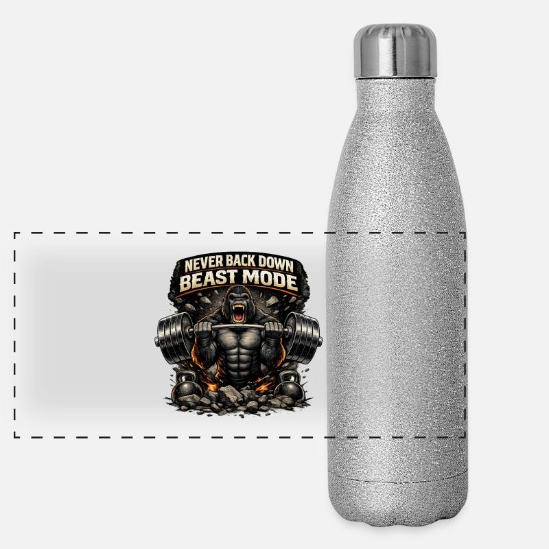 Beast Modus Kraftgorilla Panorama Glitzer Isolierflasche 500 ml