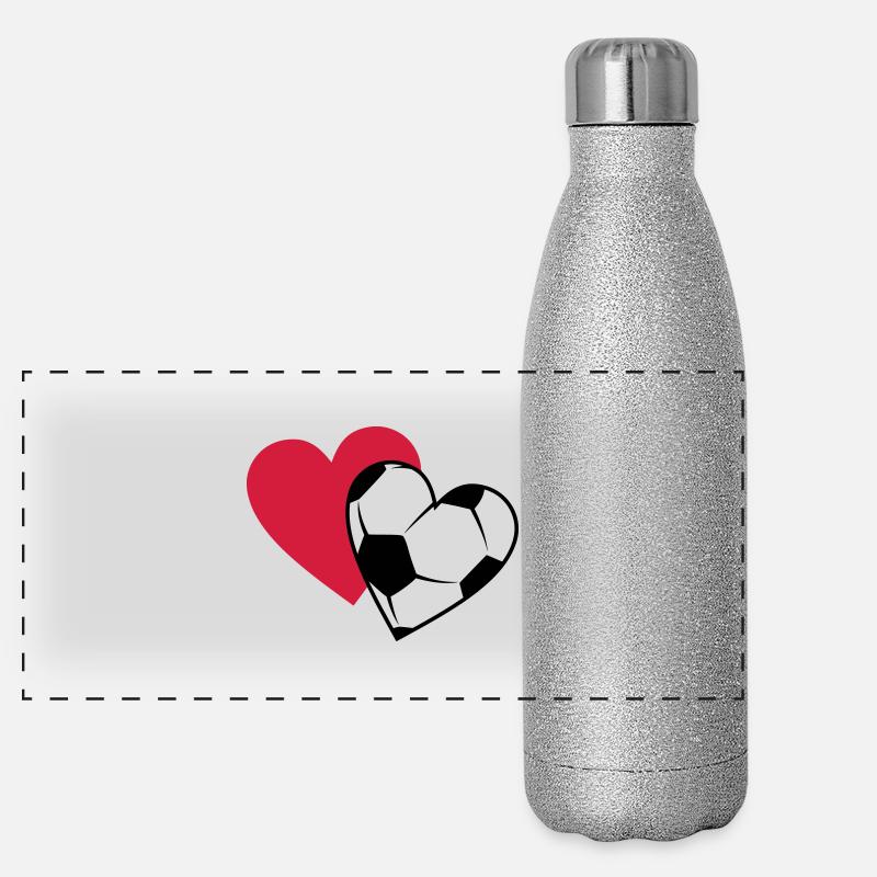 Fußball Herzen Panorama Glitzer Isolierflasche 500 ml