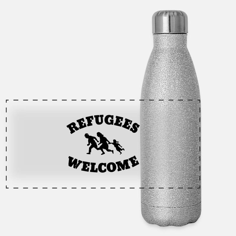 Refugees Welcome Panorama Glitzer Isolierflasche 500 ml