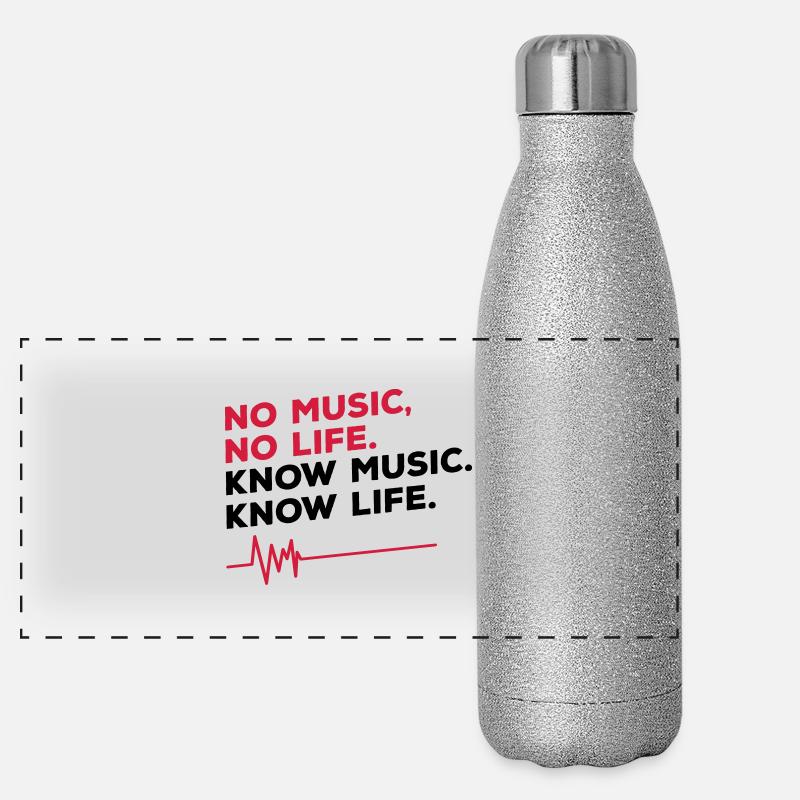 No music no life Panorama Glitzer Isolierflasche 500 ml