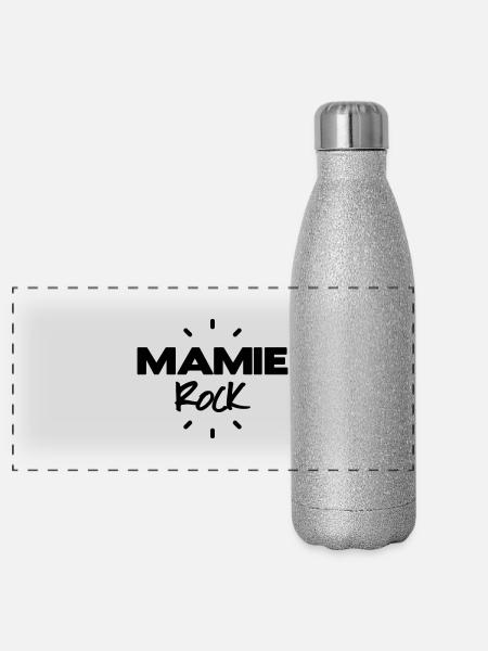 mamie rock - Gourde isotherme panoramique pailletée 500 ml - paillettes argentées - Devant