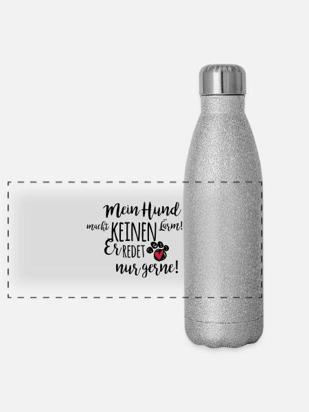 Mein Hund redet... - Panorama Glitzer Isolierflasche 500 ml - Silber Glitzer - Vorne