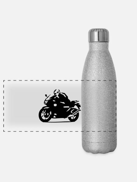 motarde - Gourde isotherme panoramique pailletée 500 ml - paillettes argentées - Devant