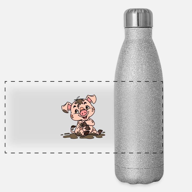 Dreckige Sau Panorama Glitzer Isolierflasche 500 ml