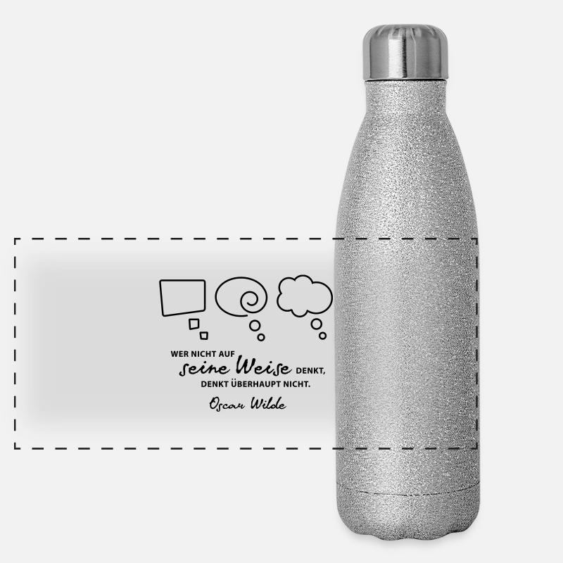 Denken - Gedanken - Hirn - Brain - Zitat - 1C Panorama Glitzer Isolierflasche 500 ml