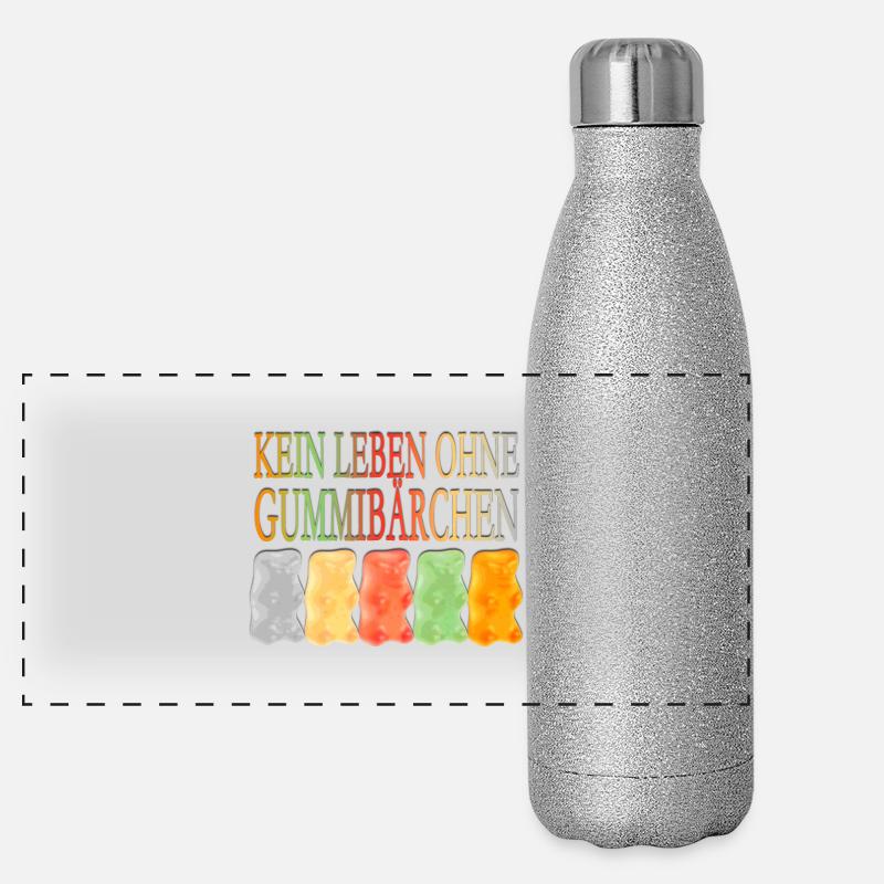 NO LIFE WITHOUT gummy bears Panoramic Glitter Thermal Bottle 500 ml