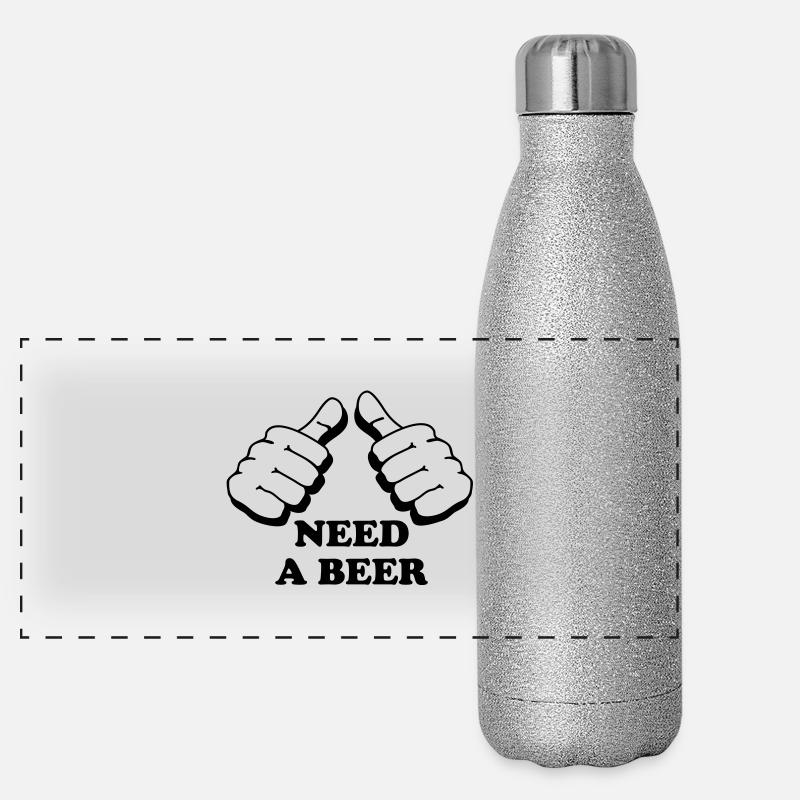 I need a beer Panorama Glitzer Isolierflasche 500 ml