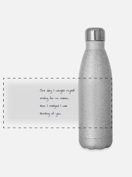 love quotes de - Panorama Glitzer Isolierflasche 500 ml - Silber Glitzer - Vorne