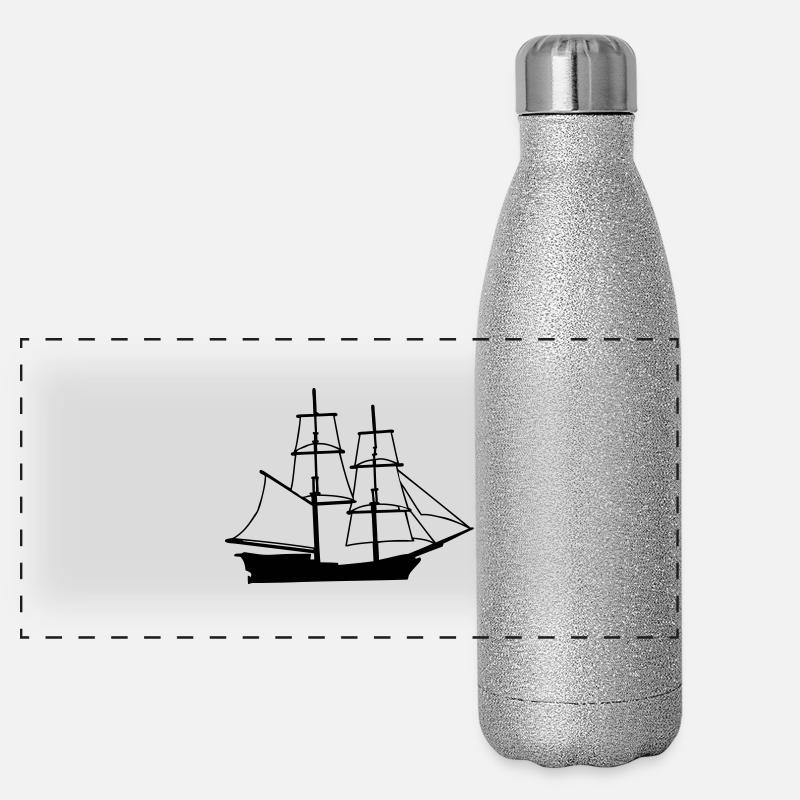 brick Schiff Zeichnung Segelboot Brigg Brigg Panorama Glitzer Isolierflasche 500 ml