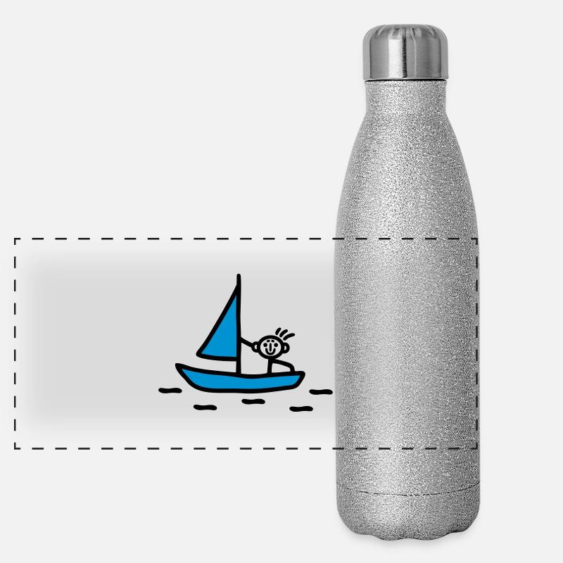 Stick figure sailing - V2 Panoramic Glitter Thermal Bottle 500 ml