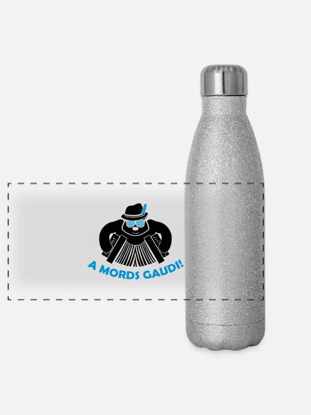 a_mords_gaudi_002 - Panorama Glitzer Isolierflasche 500 ml - Silber Glitzer - Vorne