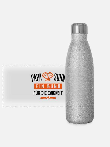 papa sohn bund ewigkeit - Panorama Glitzer Isolierflasche 500 ml - Silber Glitzer - Vorne