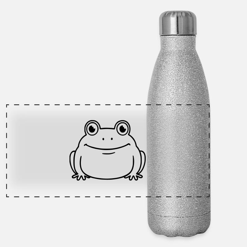 Frog as vector illustration - Panoramic Glitter Thermal Bottle 500 ml - silver glitter