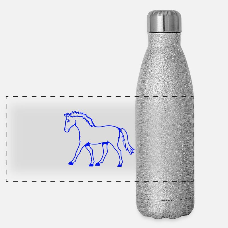 cheval course va cavalier dessin animé équitation mignon bande dessinée Gourde isotherme panoramique pailletée 500 ml