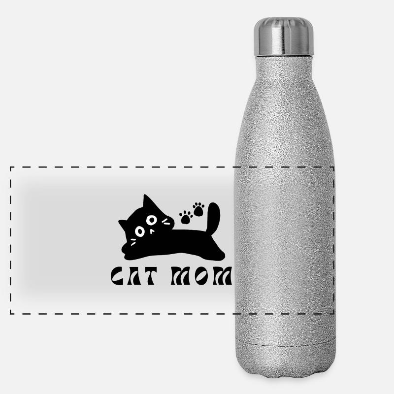 Visage de chat minimaliste Gourde isotherme panoramique pailletée 500 ml