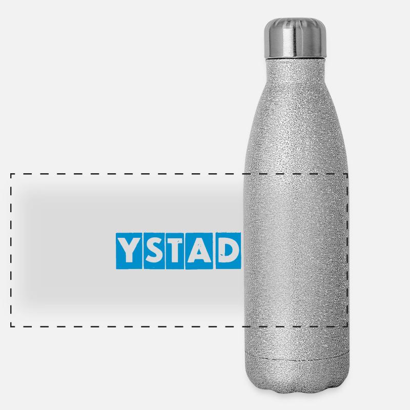 Ystad – Conception de texte bleu Gourde isotherme panoramique pailletée 500 ml
