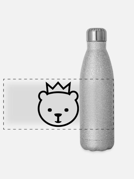 Berliner Bär - Panorama Glitzer Isolierflasche 500 ml - Silber Glitzer