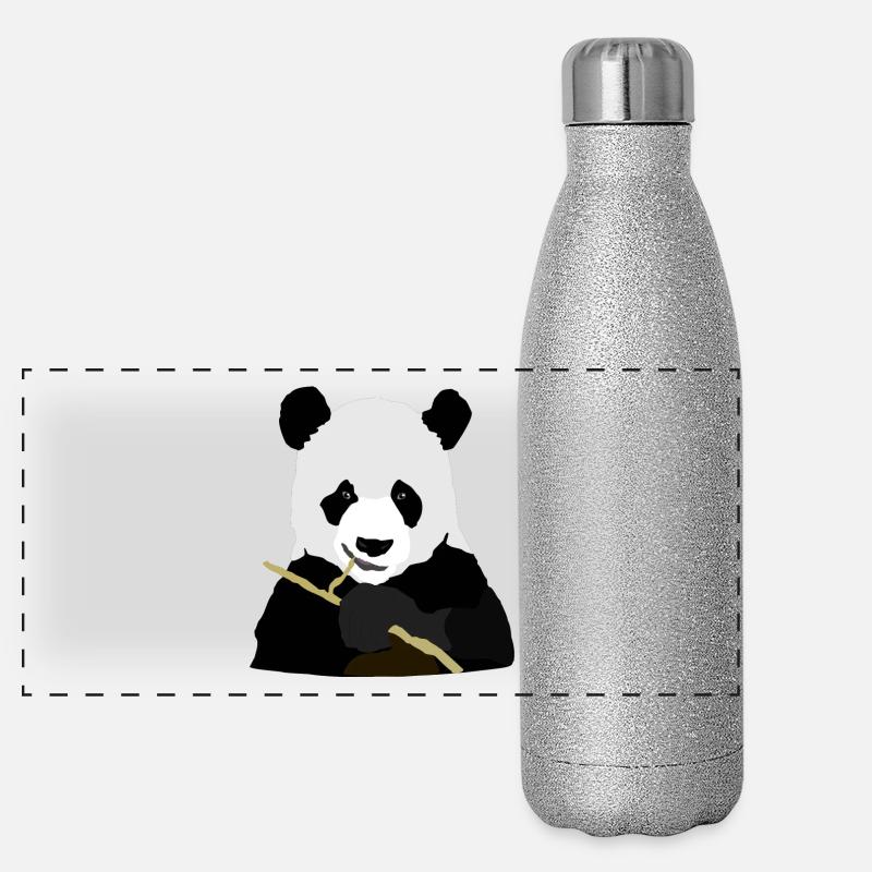 Panda isst Stock Panorama Glitzer Isolierflasche 500 ml