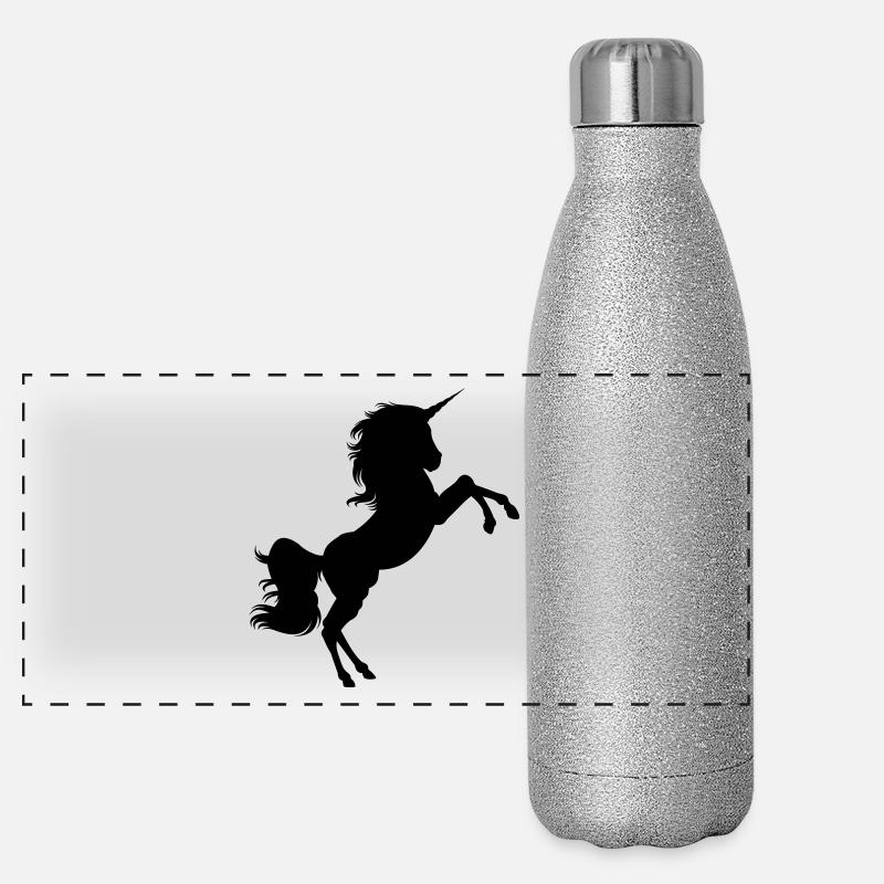 Wild unicorn - Panoramic Glitter Thermal Bottle 500 ml - silver glitter