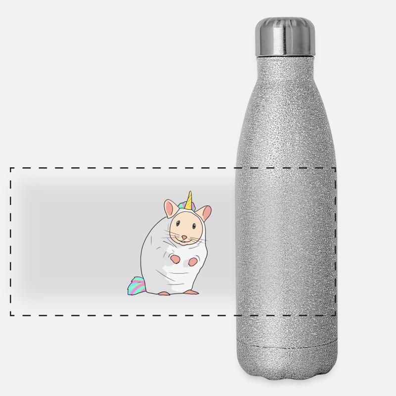 Hamster dans un costume de Licorne - Rongeurs amants Gourde isotherme panoramique pailletée 500 ml