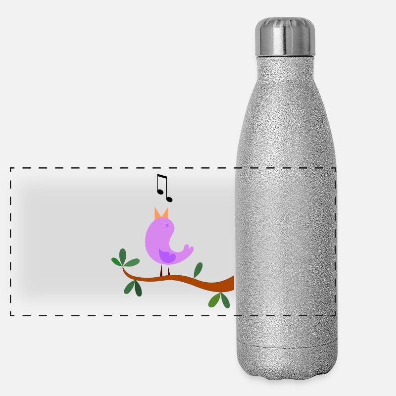 Singvogel - süßer Vogel Panorama Glitzer Isolierflasche 500 ml