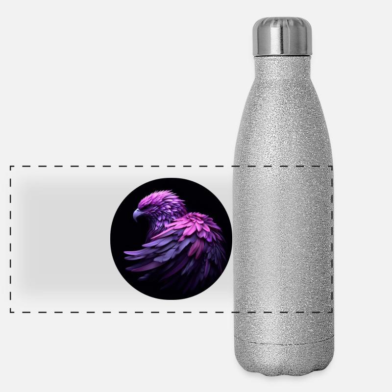 purple eagle against black background Panoramic Glitter Thermal Bottle 500 ml