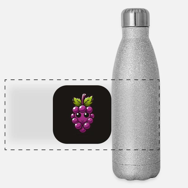 Lila Traube mit Gesicht Panorama Glitzer Isolierflasche 500 ml