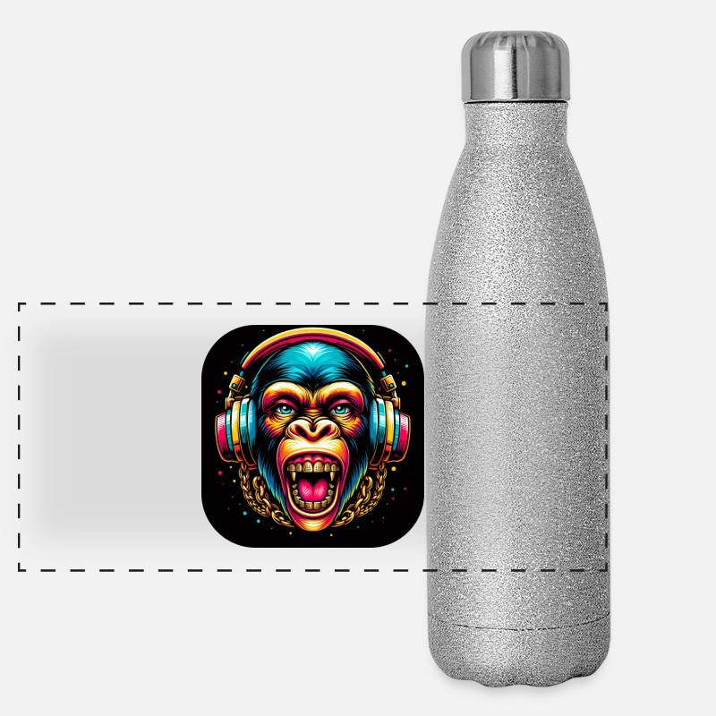 Monkey Teeth Headphones Panoramic Glitter Thermal Bottle 500 ml