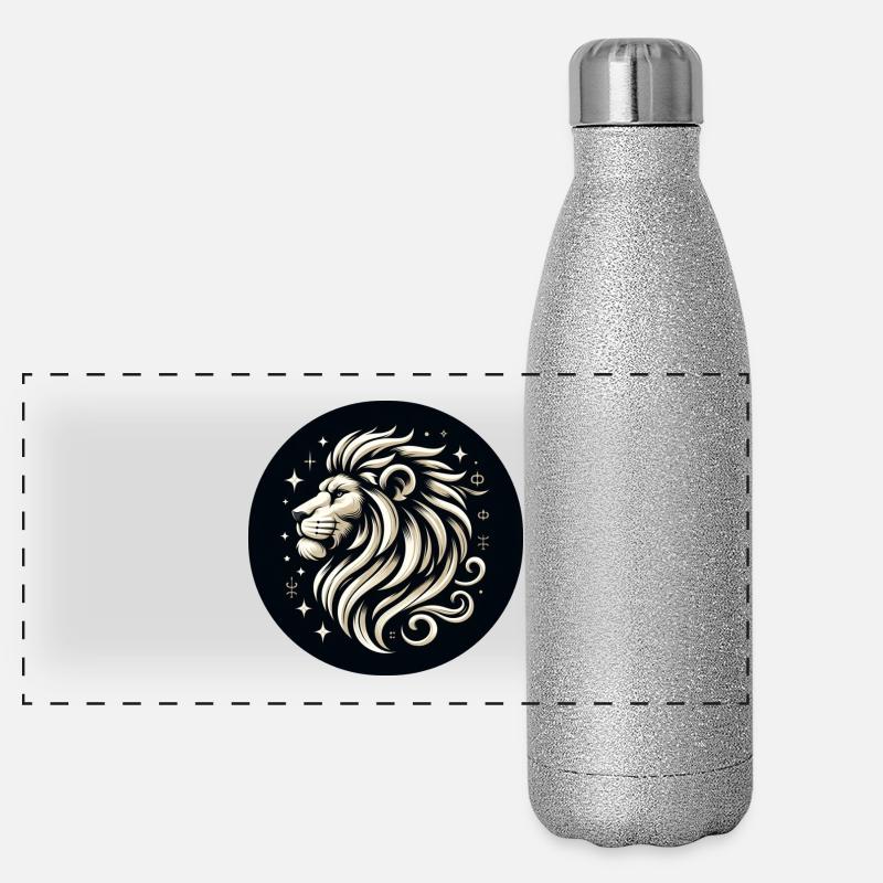Étoiles à tête de lion dessinées Gourde isotherme panoramique pailletée 500 ml