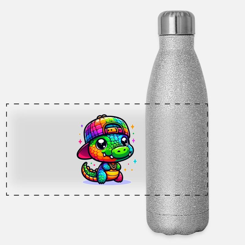 Kroko Panorama Glitzer Isolierflasche 500 ml