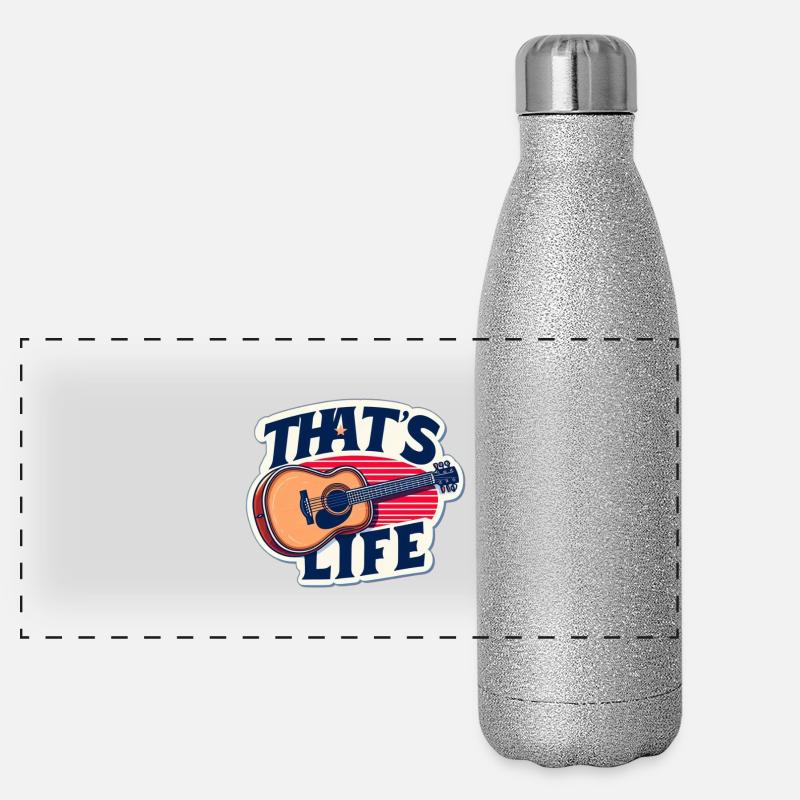 Lebendige Gitarre mit Slogan Panorama Glitzer Isolierflasche 500 ml