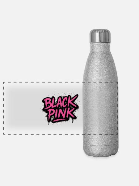 Pink Graffiti Kontrast - Panorama Glitzer Isolierflasche 500 ml - Silber Glitzer