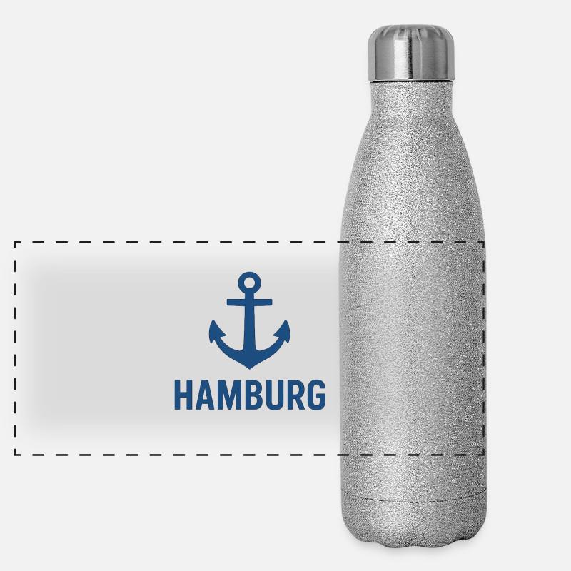 Hamburg mit Anker Panorama Glitzer Isolierflasche 500 ml