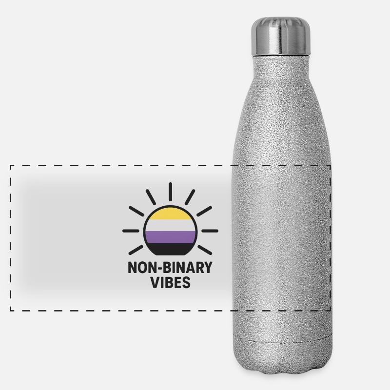 Non-Binary Vibes Sonnenlogo Panorama Glitzer Isolierflasche 500 ml