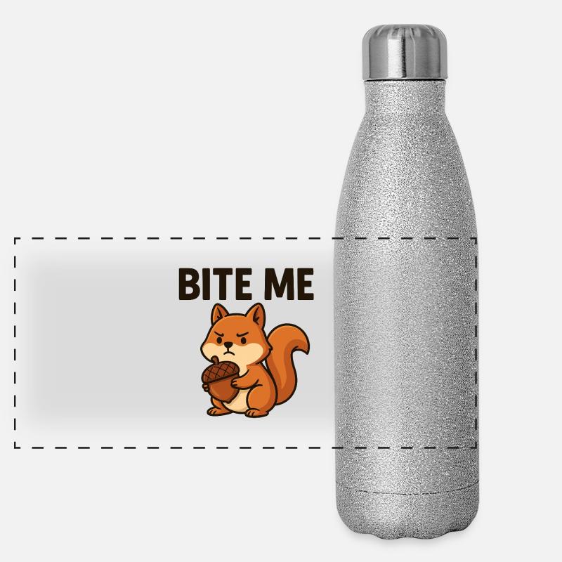 Artsy Squirrel with Bold Message Panoramic Glitter Thermal Bottle 500 ml