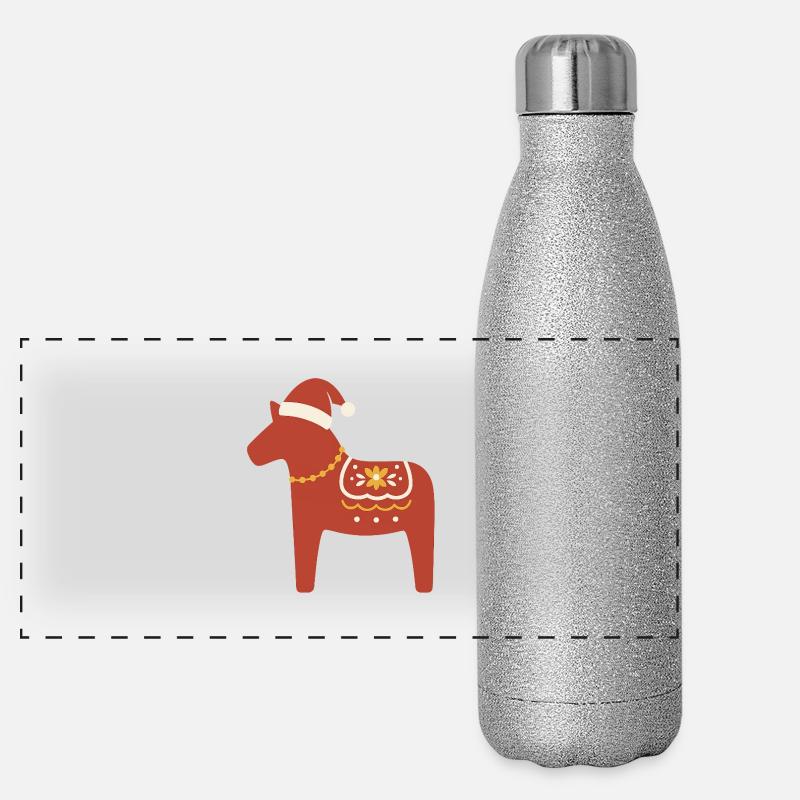 Dala Cheval Noël Gourde isotherme panoramique pailletée 500 ml