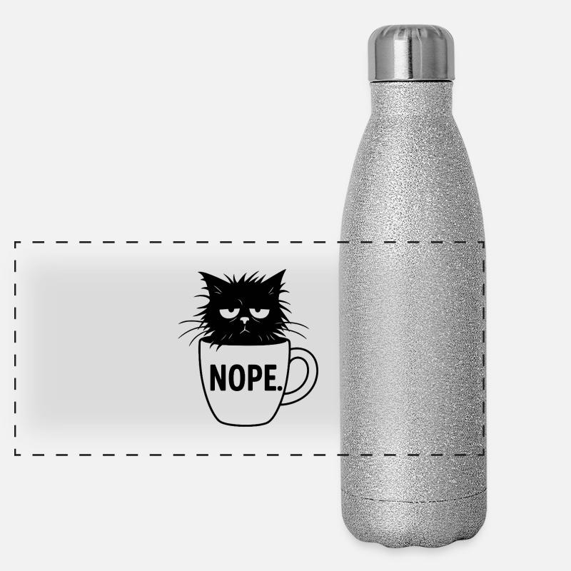 Nope Katze Kaffee Sarkasmus Panorama Glitzer Isolierflasche 500 ml