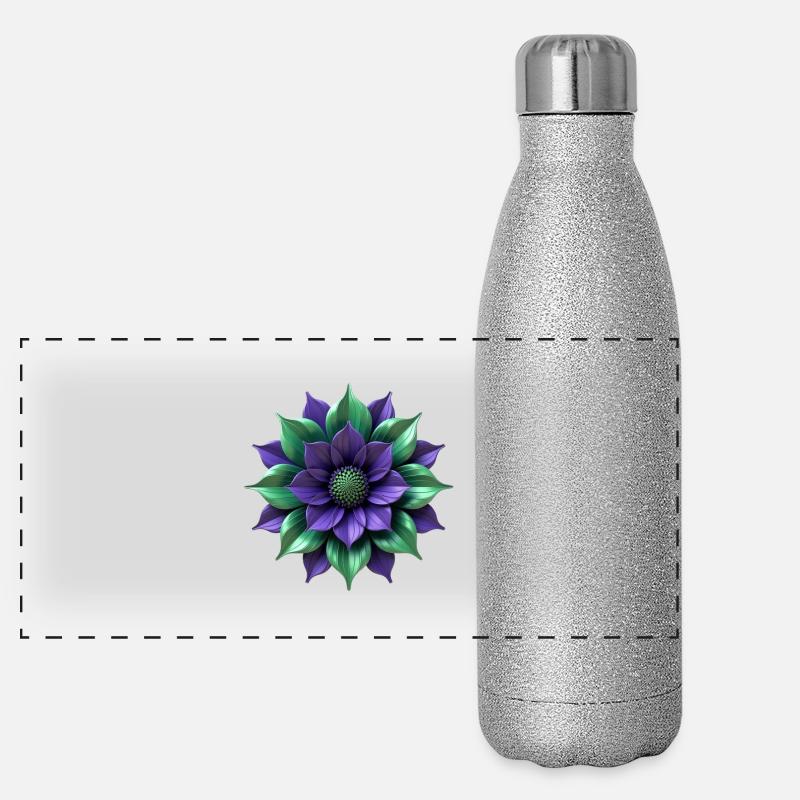 Fleur vert pourpre Gourde isotherme panoramique pailletée 500 ml