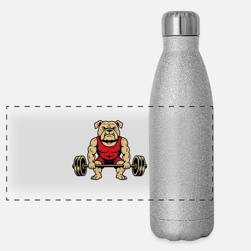 Bodybuilder Bulldogge Panorama Glitzer Isolierflasche 500 ml