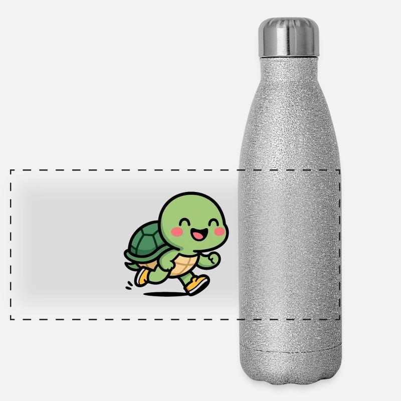 Sourire de coureur de tortue Gourde isotherme panoramique pailletée 500 ml