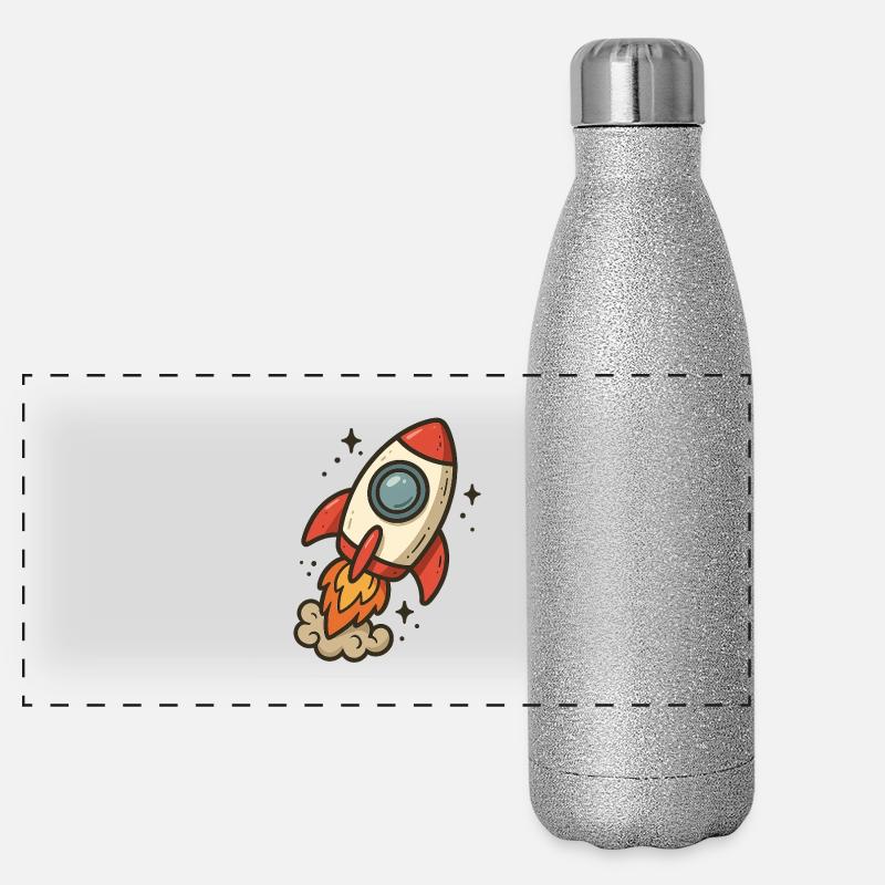Fusée cartoon spatiale Gourde isotherme panoramique pailletée 500 ml