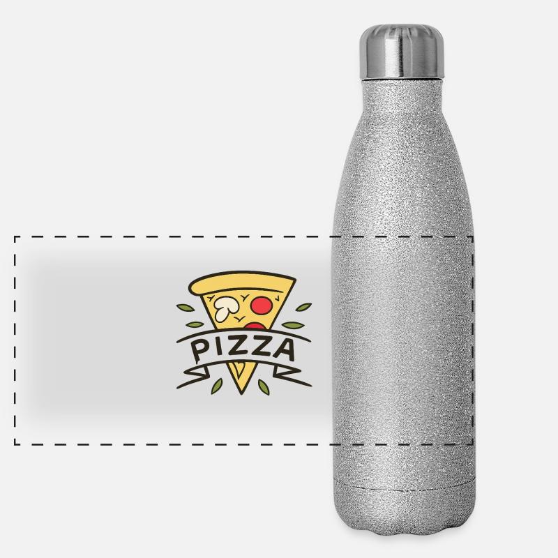 Slice and Joy Cartoon Pizza Panorama Glitzer Isolierflasche 500 ml