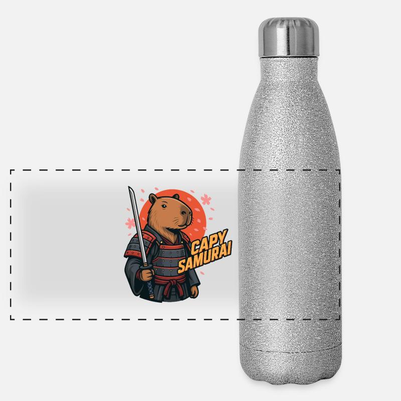 Capy Samurai – Guerrier Zen Capybara 🐾 Gourde isotherme panoramique pailletée 500 ml