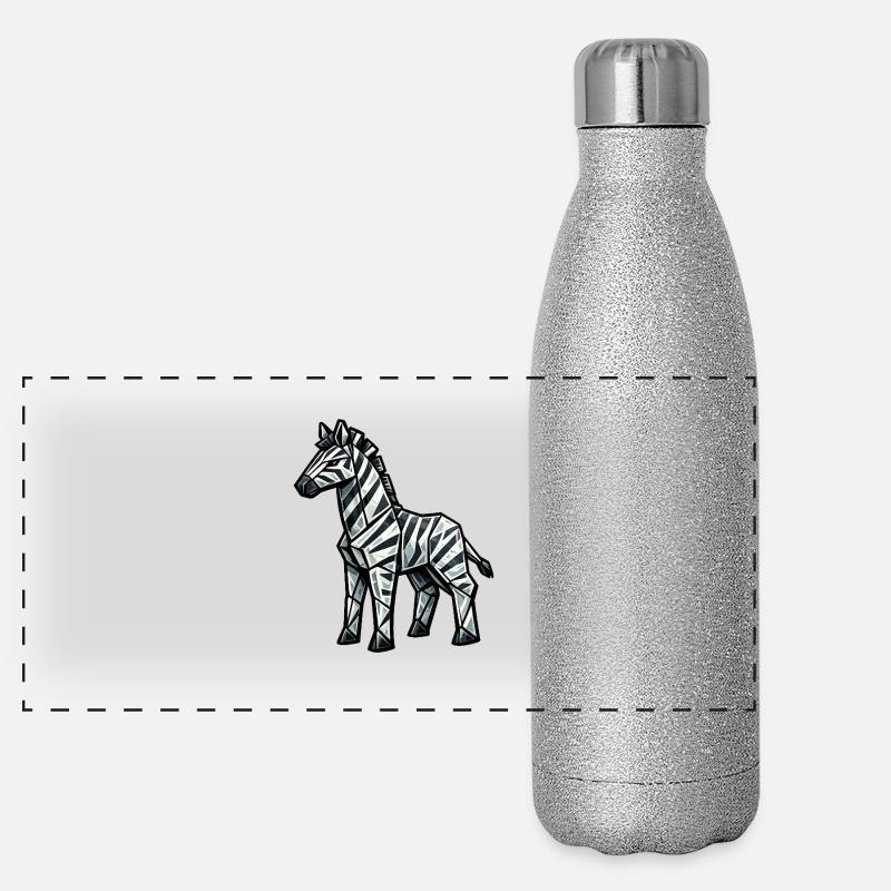 Geometric Zebra Silhouette Panoramic Glitter Thermal Bottle 500 ml